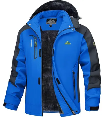 Produktbild von Winterjacke Herren Warm Gefüttert Wasserdicht Blau L