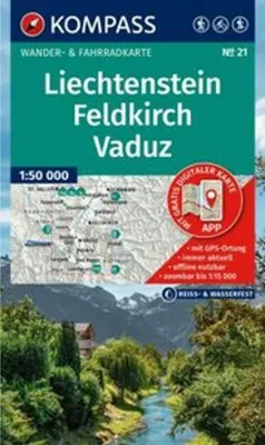 Immagine prodotto di Carta escursionistica KOMPASS 21 Liechtenstein, Feldkirch, Vaduz 1:50.000