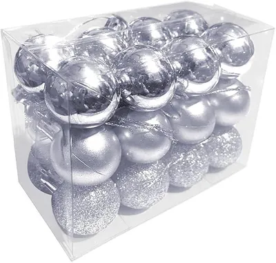 Weihnachtskugeln 24er Set, 3 cm, silber, matt, glänzend, glitzernd