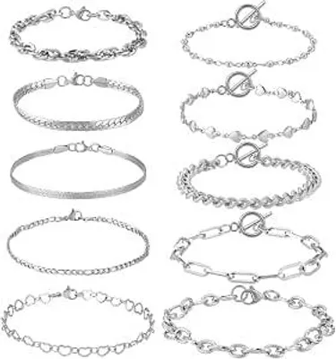 Produktbild von Kettenarmband-Set 10 Stile - Gliederarmbänder - Uni Schmuckstück für Männer, Frauen & Geschenk