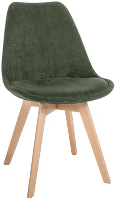 Produktbild von CLP Esszimmerstuhl Linares gepolstert mit Rückenlehne Buchenholzgestell grün Material Cord