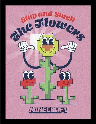 Image de Minecraft - Poster encadré "Les Fleurs" PM11111 (40 cm x 30 cm) (coloré)