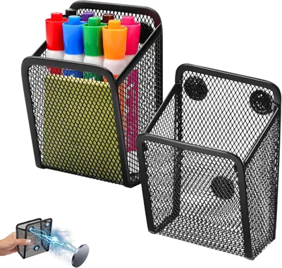 Produktbild von Magnetische Aufbewahrungskorb, 2 Stück, Schwarz, Metall, Magnetisch für Kühlschrank, Büromaterialien