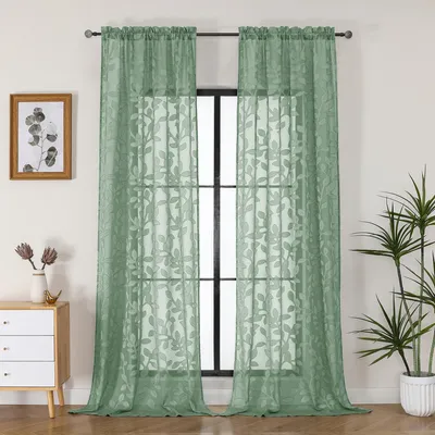 Zdjęcie produktu dla OVZME, zasłony przezroczyste, długość 244 cm, 2 sztuki, do salonu, tkanina żakardowa