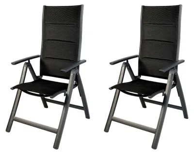 2 Stück Garten Comfort Klappstuhl Aluminium gepolstert Anthrazit/Schwarz