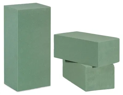 Produktbild von 12 x Steckschaum für Frischblumen, Steckziegel, Nasssteckschaum Blumengestecke, Hochzeit, HxBxT: 7,5 x 20 x 10 cm, grün
