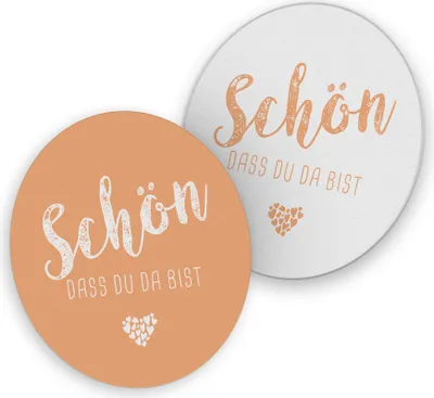 Produktbild von itenga 40x Bierdeckel Untersetzer "Schön dass du da bist" Apricot