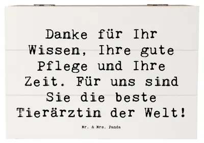 Produktbild von Mr. & Mrs. Panda Box Spruch Beste Tierärztin 22 x 15 cm - Weiß - Geschenk, Danke sagen, Bedanken, Anerkennung, Geschenkbox, Kiste, geschenkkiste, Aufmerksamkeit, Truhe