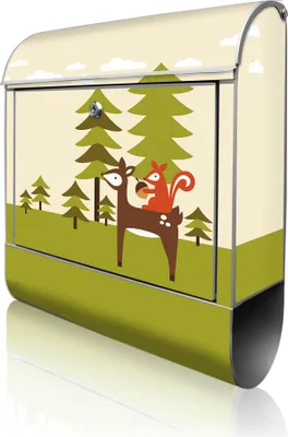 Zdjęcie produktu dla banjado design skrzynka na listy stalowa srebrna z przegrodą na gazety malowana proszkowo "Heimweg" 38x46x12,5cm & 2 klucze - Skrzynka pocztowa A4 z materiałem montażowym [BK 11010]
