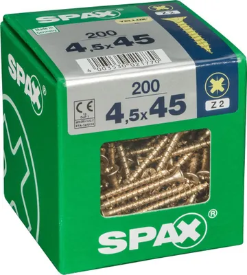 Produktbild von Spax Universalschrauben 4.5 x 45 mm PZ 2 - 200 Stk.