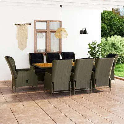 Productafbeelding van Living Store 9-delige tuinsets met kussens, van bruin polyrotan
