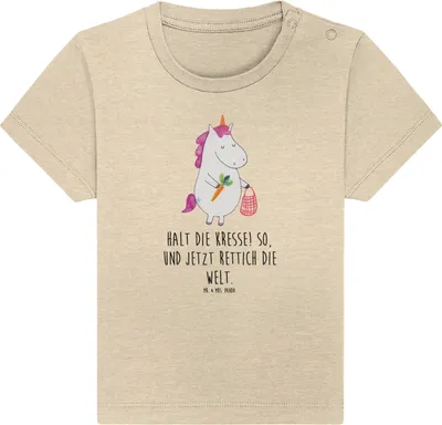 Produktbild von Mr. & Mrs. Panda Babyshirt Einhorn Gemüse 24. - 36. Monat - Natural Raw - Geschenk, Unicorn,  T-Shirt, Baby Shirt, Kleinkind, Biomarkt, Einhörner, Wochenmarkt