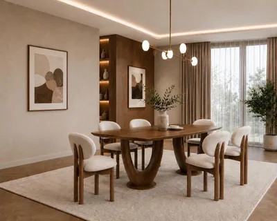Productafbeelding van Eetkamer set bestaande uit een eettafel en 6 stijlvolle stoelen