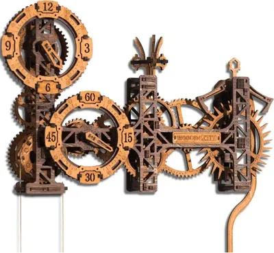 Productafbeelding van HOUTEN STAD 3D Puzzel, Stoompunk Tandwielwerk Wandklok, 304 onderdelen