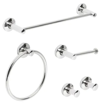Produktbild von Badaccessoire-Set komplett Edelstahl poliert Messing