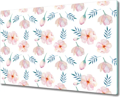 Produktbild von Glas-Herdabdeckplatte Glaskeramikkochfeld-Abdeckung Spritzschutz - 80x52 cm - Rosa Frühling Blumen