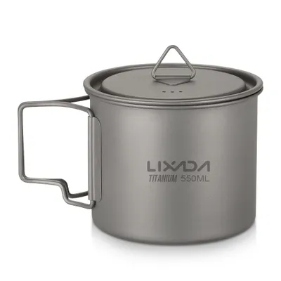 Obrázek produktu pro Lixada Ultralight Titanium Cup – přenosný outdoorový hrnek na vodu pro kempování a piknik se skládacím uchem, 300 ml / 350 ml / 550 ml / 650 ml