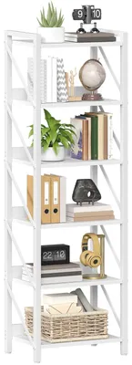 Produktbild von 6-stufiges Bücherregal mit Metallrahmen und Platzersparnis