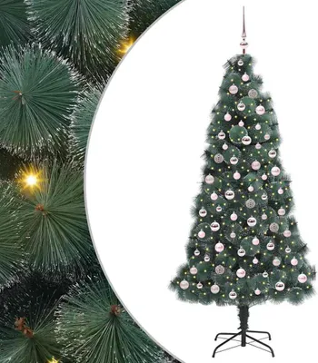Zdjęcie produktu dla Sztuczna oświetlona choinka z zestawem bombek Zielony 210 cm