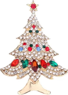 Produktbild von Neue Mode Weihnachtsbaum Legierung Strass Brosche Pin Kleidung Accessoire