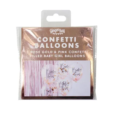 Obrázek produktu pro Balónky s konfetami Baby Girl růžové 5 ks 30 cm