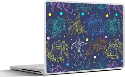 Produktbild von MuchoWow® Laptop Aufkleber Sticker Cover Neon - Fisch - Pastell - Muster 31x22.5 cm - Laptop-Deko
