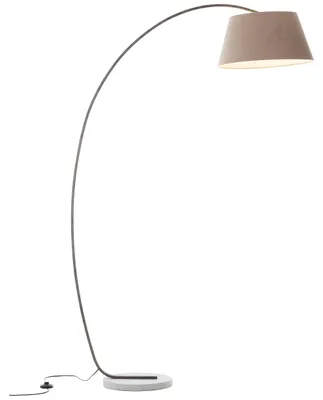 Image de Lampe arquée Brilliant Brok 2,0 m - douille E27, abat-jour orientable, interrupteur au pied - taupe/gris - idéale pour le salon et le coin lecture