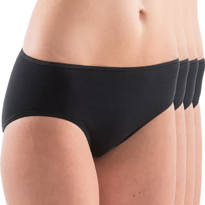 Produktbild von HERMKO 1031 4er Pack Damen Midi-Slip aus 100% Baumwolle, Farbe:schwarz, Größe:40/42 (M)