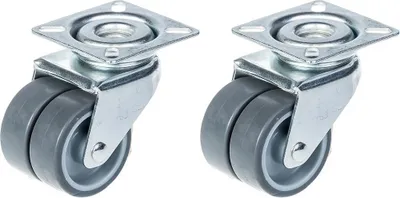 Produktbild von 50mm 2" Zwillingsrolle grau Gummi drehbar 140kg Kapazität, Satz von 2