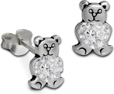 Produktbild von SilberDream weiß Ohrringe Knuddelbär Zirkonia 925 Silber Ohrstecker GSO607W