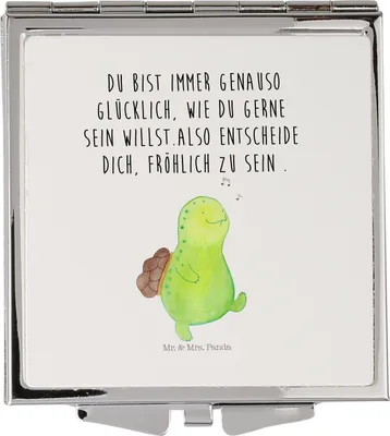 Produktbild von Mr. & Mrs. Panda Frauen Spiegel Schildkröte Pfeifen - Weiß - Geschenk, Spazieren, Depression, Handspiegel, Kosmetikspiegel, Taschenspiegel, Schminkspiegel, Schildkröten