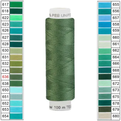 10 x 100m / 10 Spulen Unipoly 120 TEX14x2 Nähgarn dunkelgrün