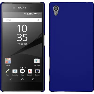 Produktbild von PhoneNatic Case kompatibel mit Sony Xperia Z5 - Hülle blau gummiert Hard-case + 2 Schutzfolien