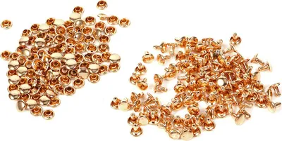 Produktbild von Ausla Doppel -Leder -Nieten, Eisenmaterial, 100 Sets fr die Reparatur von Kleidungsstcken, Handwerksprojekte fr Taschen und Accessoires (GOLD)