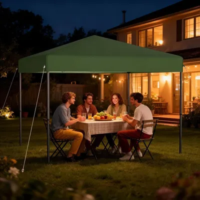 Image de Tente pop-up ACXIN 3 x 3 m, montage rapide à l'aide d'un seul bouton, tente pliable pour fêtes et jardin, imperméable et avec protection UV, sans parois latérales, sac de transport inclus – Vert