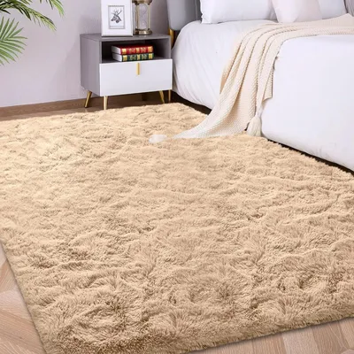 Image de SolidKeus - Tapis poilu et texturé, 120 x 180 cm, beige, extra doux