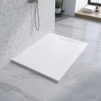 Produktbild von AQUABATOS SMC Duschwannen für badezimmer antirutsch, schieferoptik duschtasse rechteckig, modern-design brausewanne weiße extra-flach 120x90cm