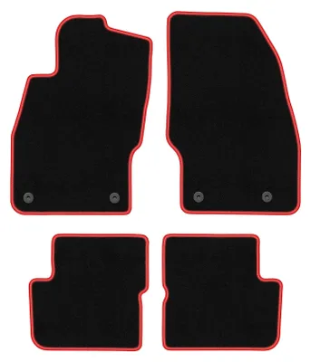 Image de Tapis de sol en moquette noir/rouge pour Opel Corsa D 2006-2015 4 pièces