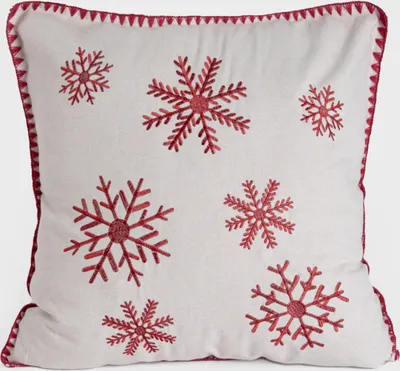 Obrázok produktu pre HOMLA ORIEL obliečka na vankúš s červenými snehovými vločkami 45x45cm