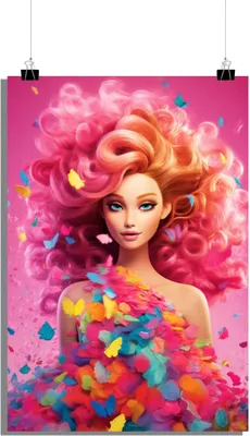 Produktbild von Barbie Poster - Schmetterlings Poster - Kinderzimmer Poster - Buntes Poster - 61x91cm - Perfekt zum Einrahmen