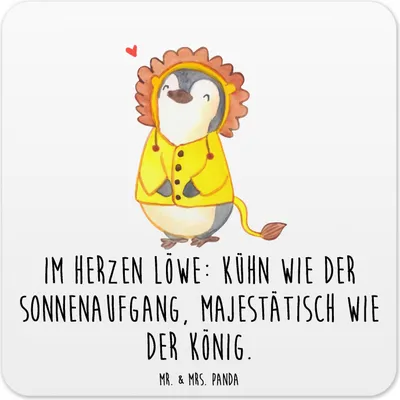 Produktbild von Mr. & Mrs. Panda Tassenuntersetzer Löwe Astrologie 10er Set - Weiß - Geschenk, Sternzeichen, Tierkreiszeichen, Geburtstagsgeschenk, Tassen-Untersetzer, Coaster