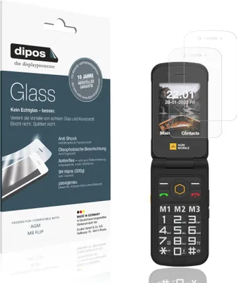 Produktbild von 2x Schutzfolie für AGM M8 FLIP matt - Anti-Shock 9H Folie dipos Glass Kunststoffglas
