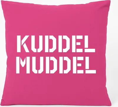 Produktbild von Huuraa Kissen Kuddelmuddel Schriftzug 40x40cm mit Füllung Fuchsia Baumwolle Dekokissen Geschenkidee