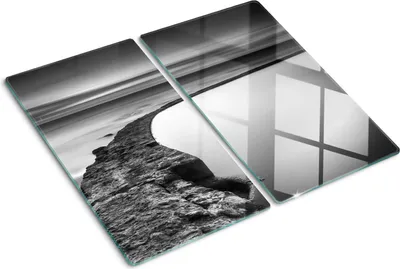 Produktbild von Tulup Glas-Herdabdeckplatte - 2x30x52cm - Glaskeramikkochfeld-Abdeckung Spritzschutz Zweiteilig Ein Kiesstrand