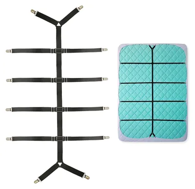 Produktbild von Verstellbare Bettlakenclips, Bettlakenclips - für knitterfreie Bettlaken und Matratzenauflagen (schwarz)