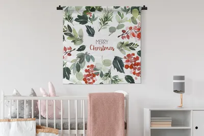 Produktbild von MuchoWow® Wandteppich Wandbehang Weihnachten - Zitat - Aquarell 90x90 cm Tapisserie Dekoration Wandtuch - Wandaufhänger