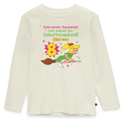 Produktbild von Spreadshirt Bibi Blocksberg Geburtstagsdesign 8 Jahre Kinder Premium Langarmshirt, 110/116 (4 Jahre), Naturweiß