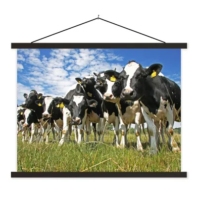 Produktbild von MuchoWow® Textilposter Kühe - Gras - Wiese - Tiere 40x30 cm mit schwarzem Rahmen - Dekorationen