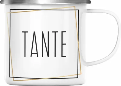 Produktbild von Trendation - Beste Tante Geschenk Emaille Tasse Tante Geschenkidee Du Wirst Tante (Silber)