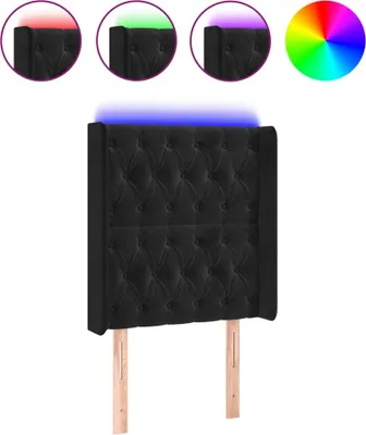 Produktbild von vidaXL LED Kopfteil Schwarz 83x16x118/128 cm Samt